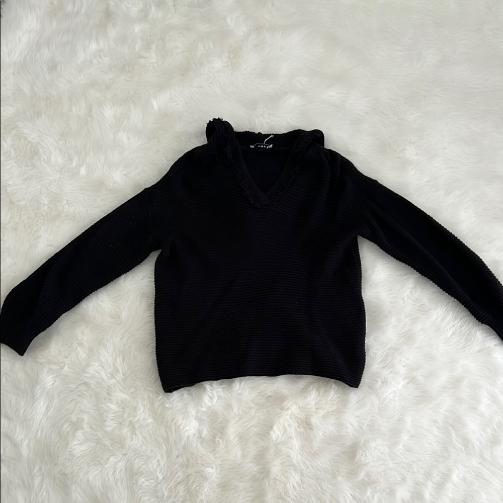 Elings Black Distressed Hooded Sweater